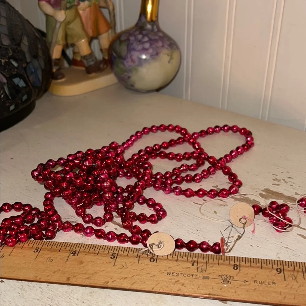 Antique Mercury glass pink garland strand small 88” plus extra